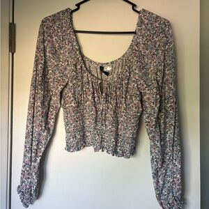 H&M Floral Print Long Sleeve Blouse